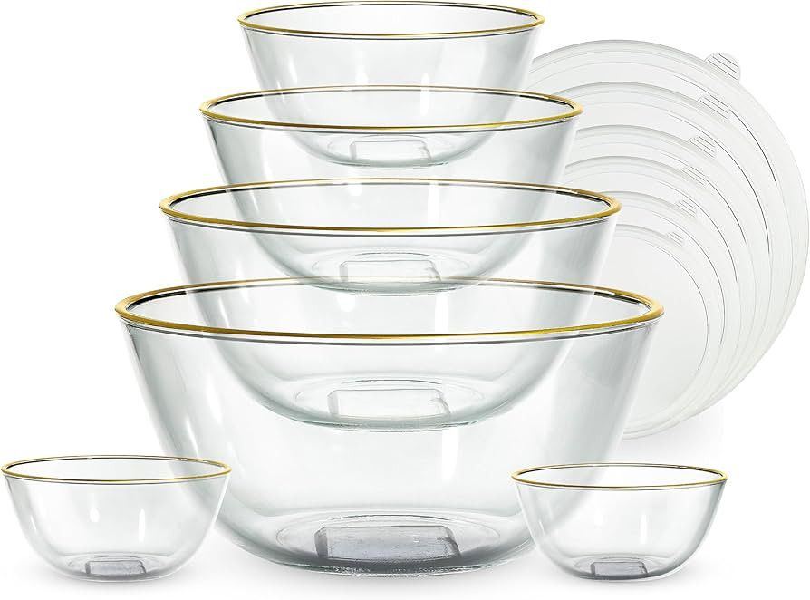 COOK WITH COLOR 12 Pc Glass Mixing Bowl Set with Lids – Borosilicate Glass Nesting Bowls for Co... | Amazon (US)