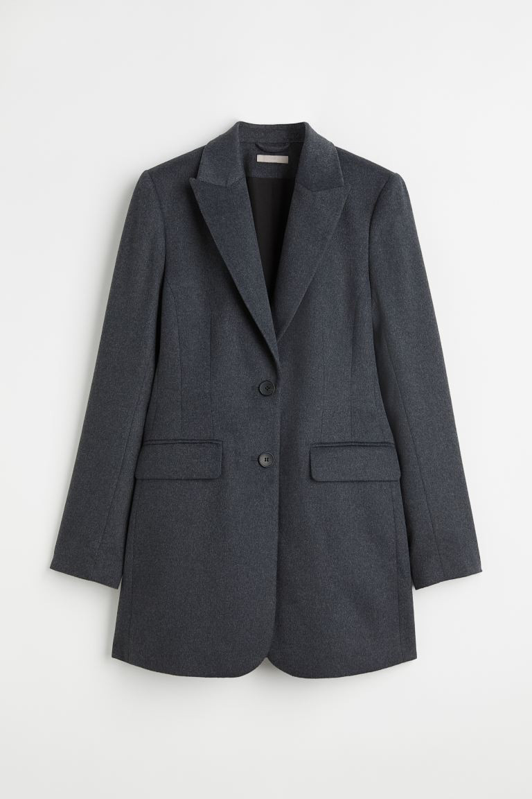 Single-breasted blazer - Dark grey - Ladies | H&M GB | H&M (UK, MY, IN, SG, PH, TW, HK)