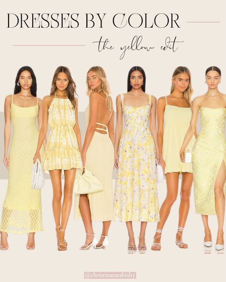 Spring dresses by color! Yellow dresses for spring events and spring weddings. 

#LTKstyletip #LTKwedding #LTKSeasonal