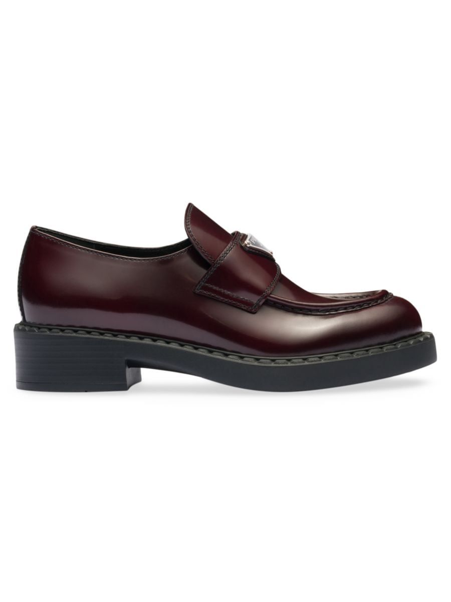 Chocolate Brushed Leather Loafers | Saks Fifth Avenue