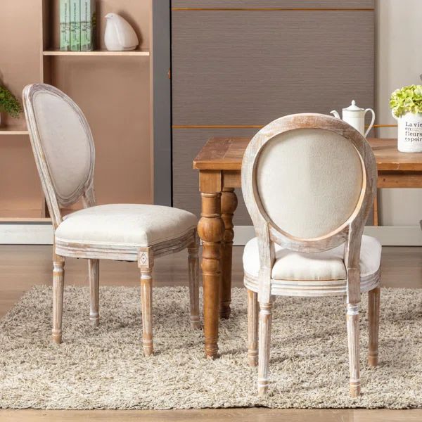 Ramani Linen Upholstered King Louis Back Side Chair (Set of 2) | Wayfair North America