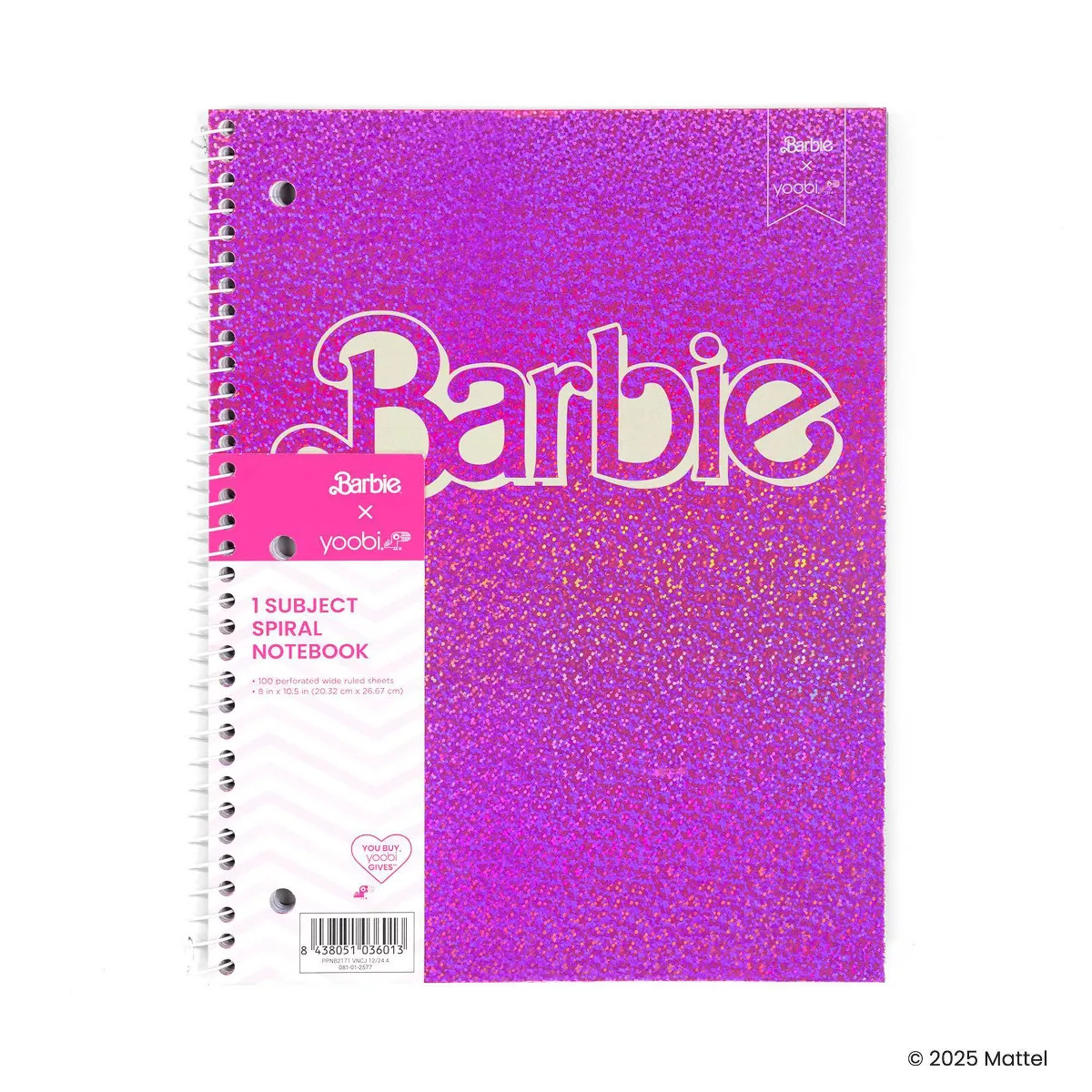 Yoobi Barbie 1 Subject Notebooks 8"x10.5" Wide Ruled Hot Pink Barbie Logo | Target