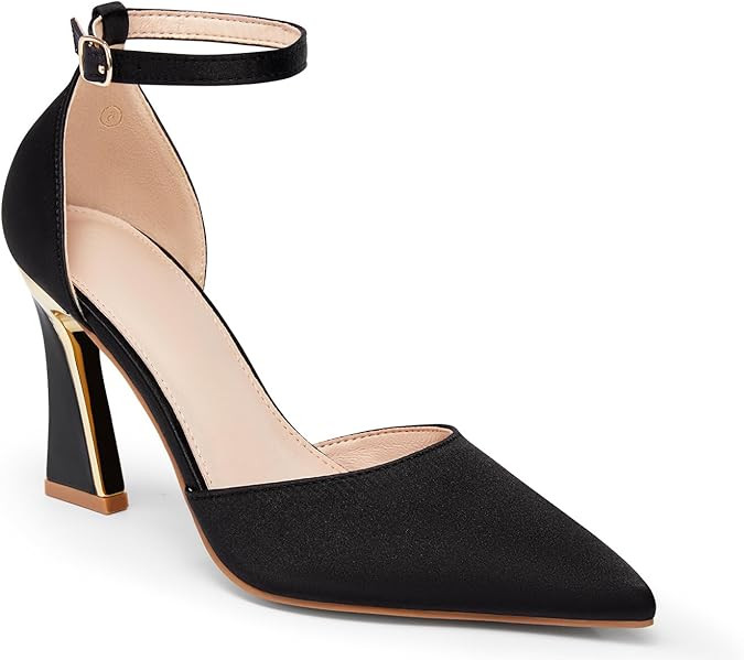Juliet Holy Womens Pumps Point Closed Toe Heels Buckle Ankle Strap D'Orsay Heeled Sandals | Amazon (US)