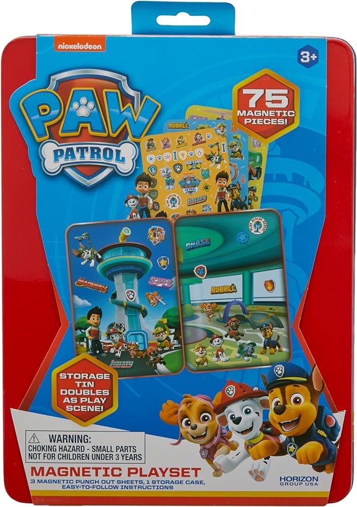 Paw Patrol Magnetic Playset, 75 Dress Up Magnets, 2-in-1 Storage Tin & Play Space, Fun Paw Patrol... | Amazon (CA)