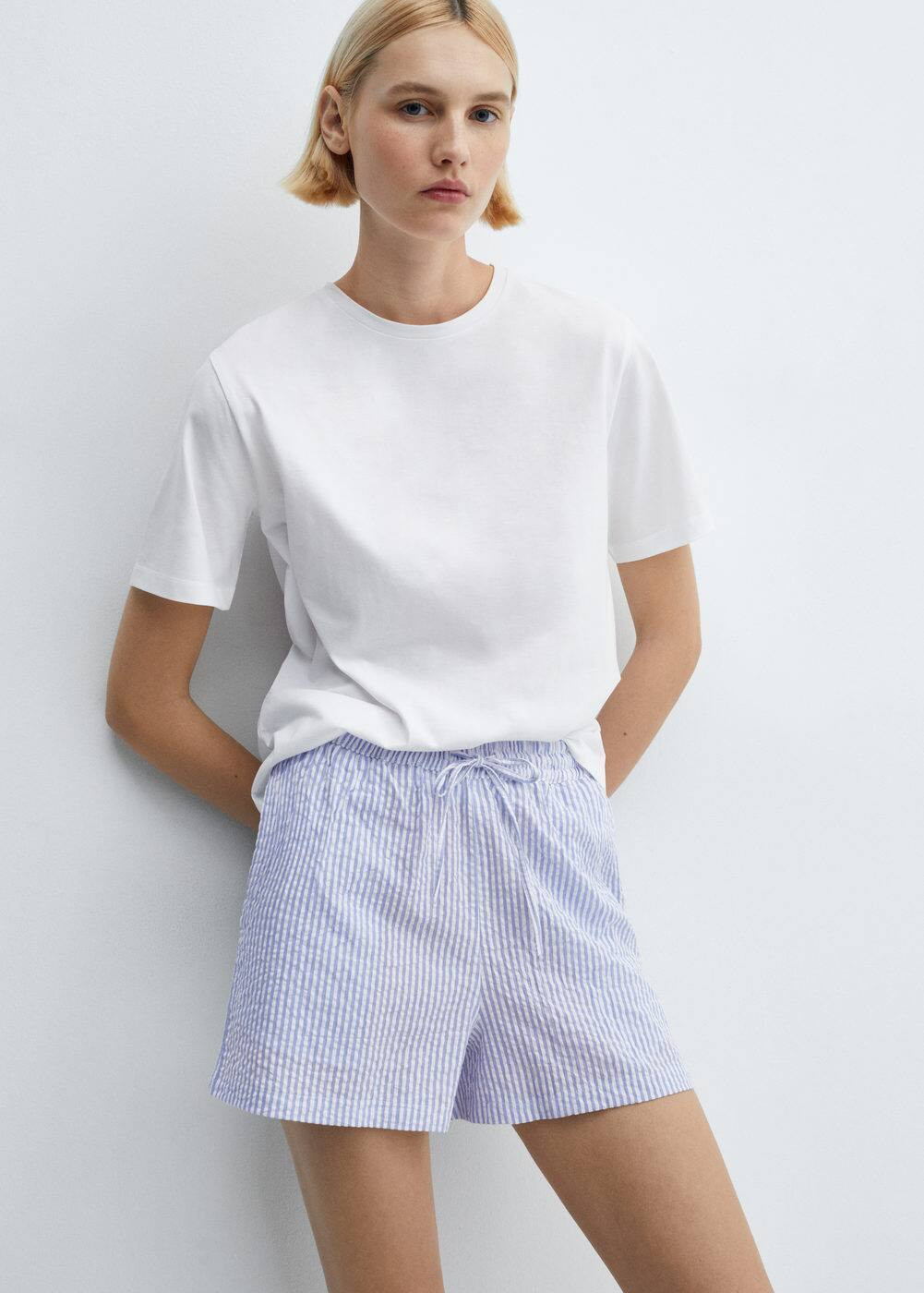 Two-piece striped cotton pyjamas -  Woman | Mango Netherlands | MANGO (NL)