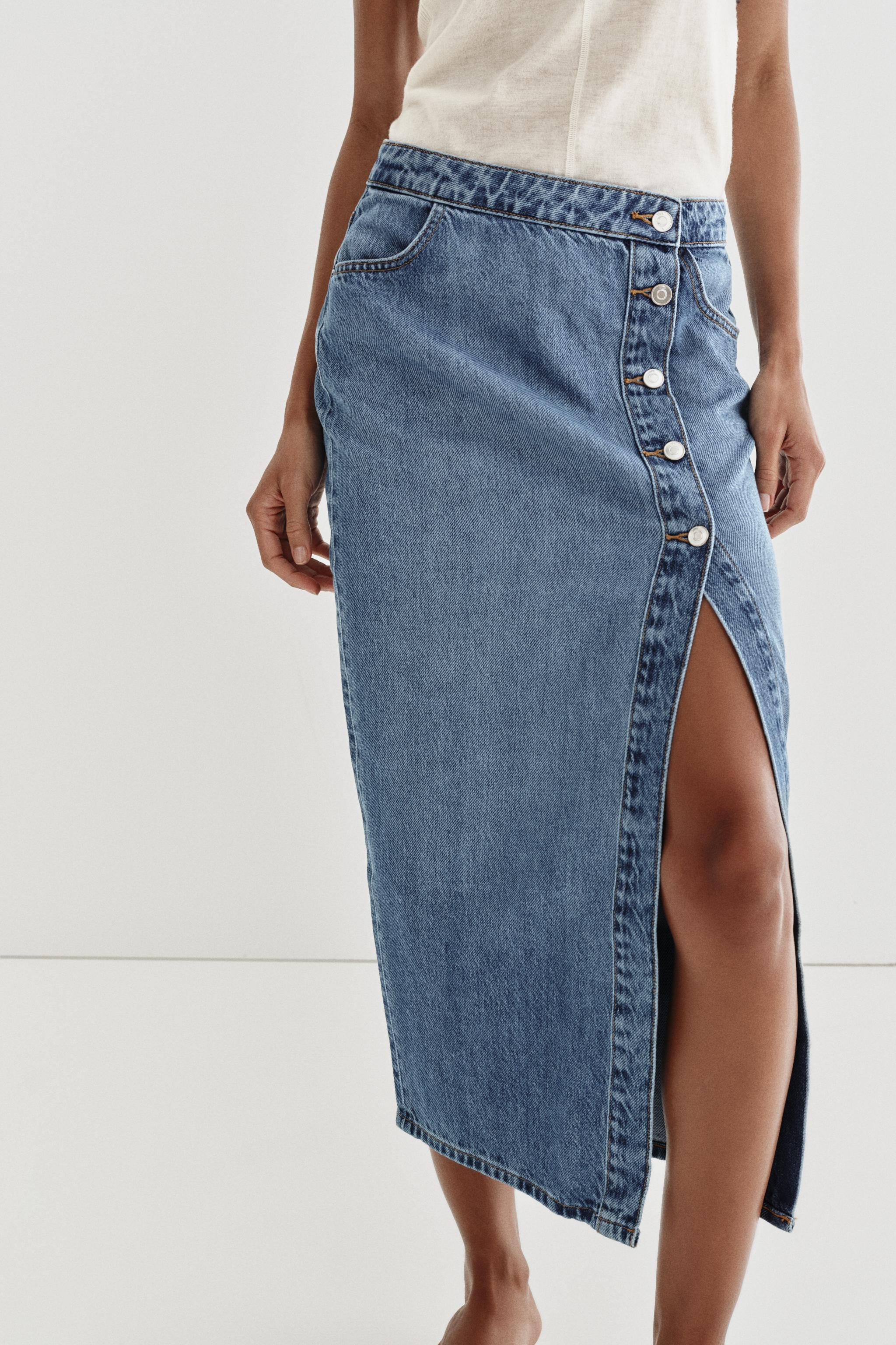 Z1975 BELTED DENIM MIDI SKIRT | Zara US