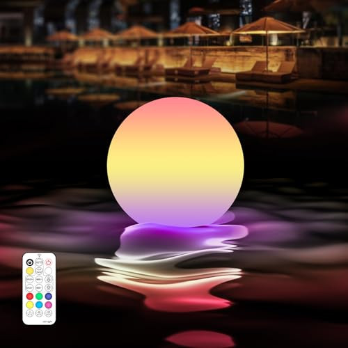 LOFTEK Floating Pool Lights, 3-inch RGBW Color Changing Swimming Pool Lights, IP65 Waterproof LED Ball Light, Bathtub Lamp, Remote Control, Sphere Orb Light for Patio, Yard & Pool Décor (1 Pack) | Amazon (US)