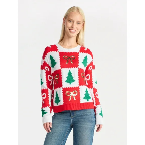 Holiday Time Women's Embellished Pullover Christmas Sweater, Midweight, Sizes XS-XXXL | Walmart (US)