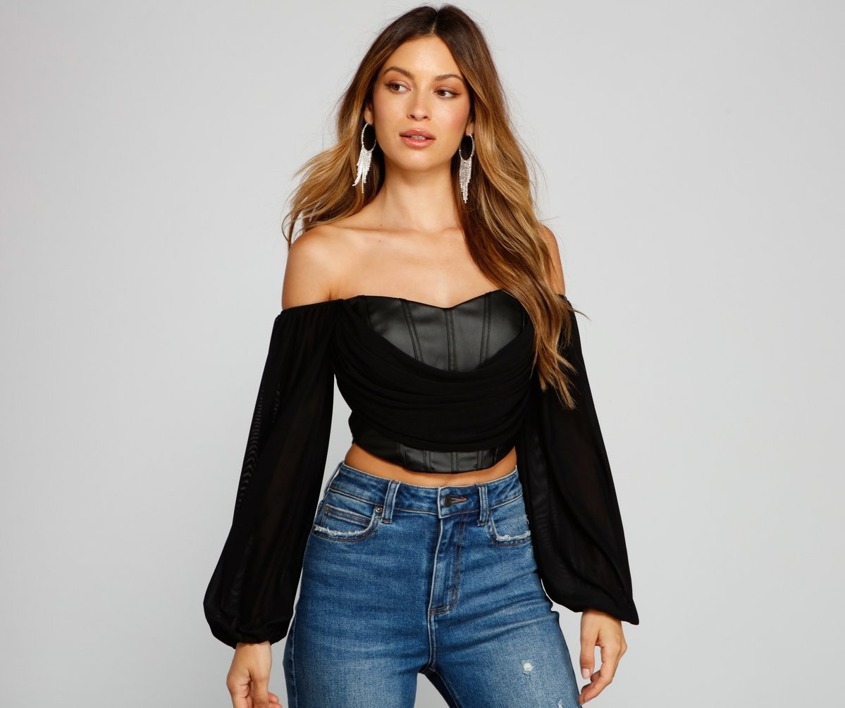 Edgy Luxe Off The Shoulder Corset Top | Windsor Stores