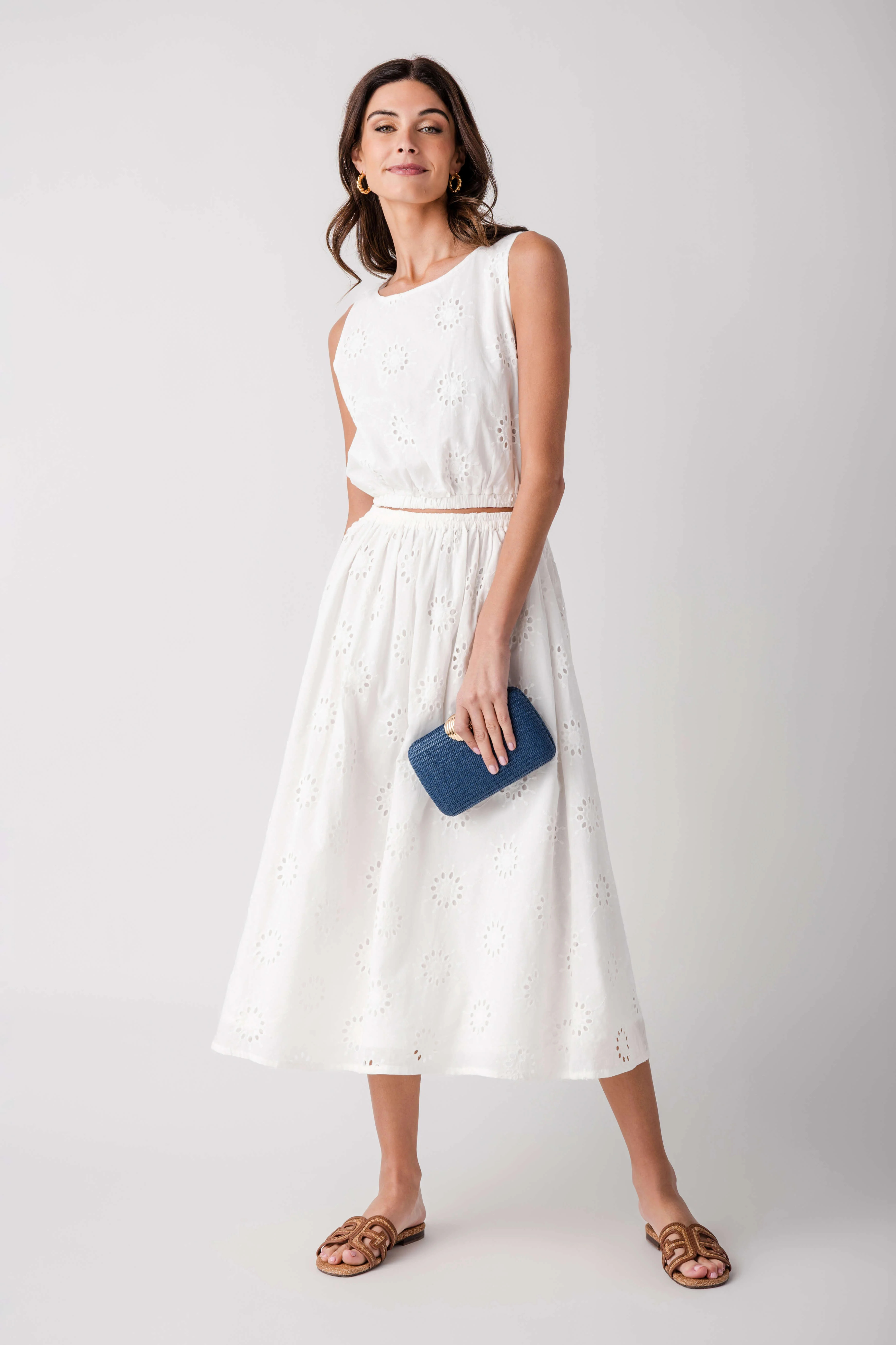 By Together Silea Eyelet Crop Top | Social Threads