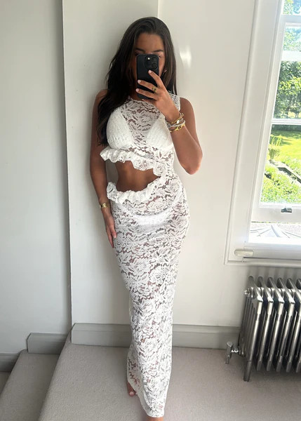 Mirai White Lace Cutout Maxi Dress | Jewel Boutique