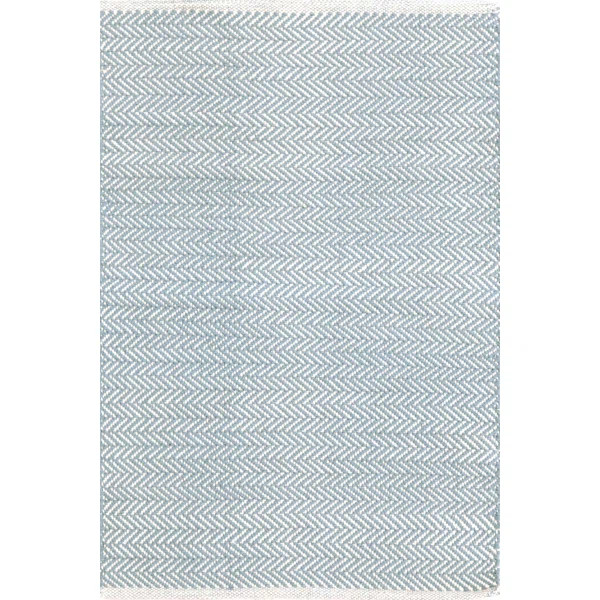 Herringbone Swedish Blue Handwoven Cotton Rug | Wayfair North America