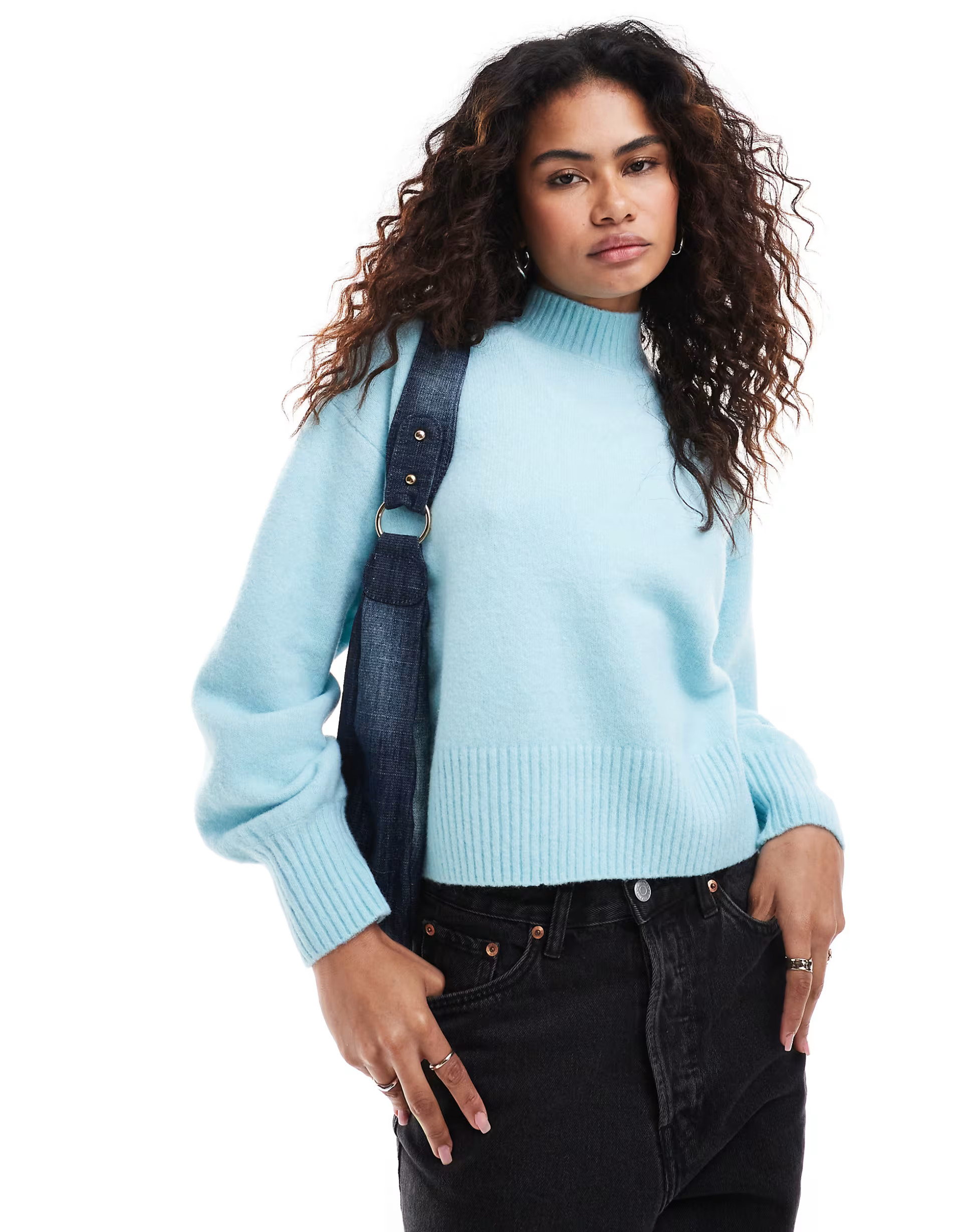 Monki knitted turtleneck sweater in blue | ASOS | ASOS (Global)
