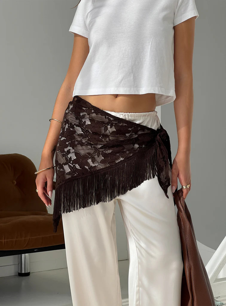 Elizebeth Tie Waist Tassel Belt Chocolate | Princess Polly AU