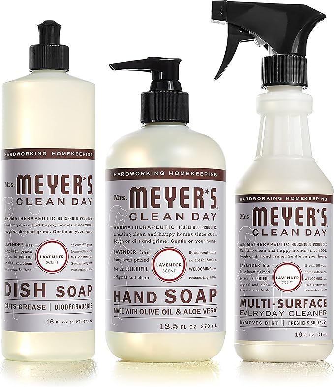 Mrs. Meyer's Kitchen Essentials Set, Includes: Hand Soap, Dish Soap, and All Purpose Cleaner, Lav... | Amazon (US)