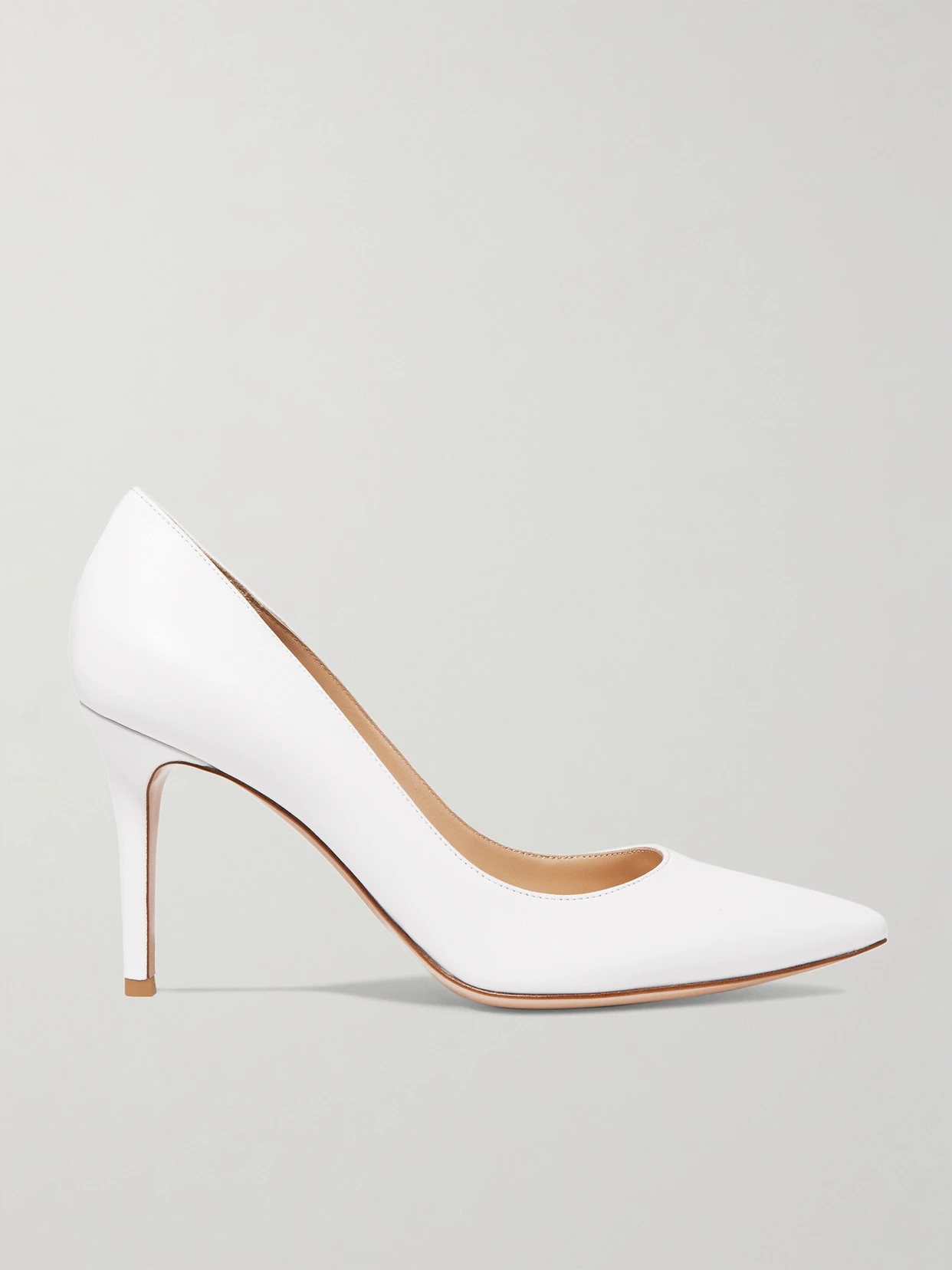 Gianvito Rossi - 85 Leather Pumps - White | NET-A-PORTER (US)