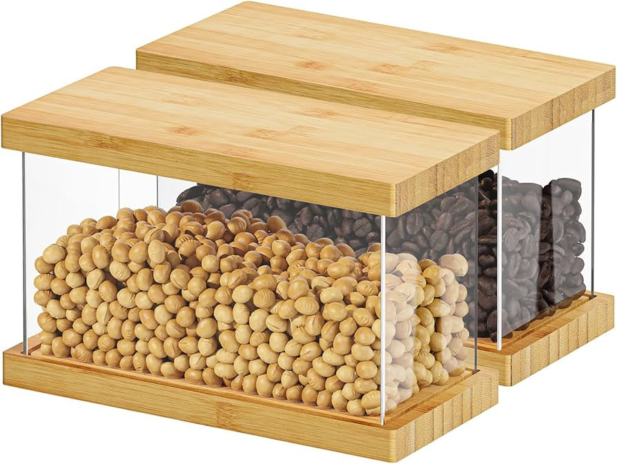 SpaceAid Bamboo Food Storage Container - Airtight Cereal Containers with Lids, Kitchen Cereal Can... | Amazon (US)