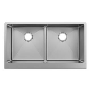 Elkay Crosstown 16-Gauge Stainless Steel 35-7/8 in. Equal Double Bowl Tall Farmhouse Apron Kitche... | The Home Depot