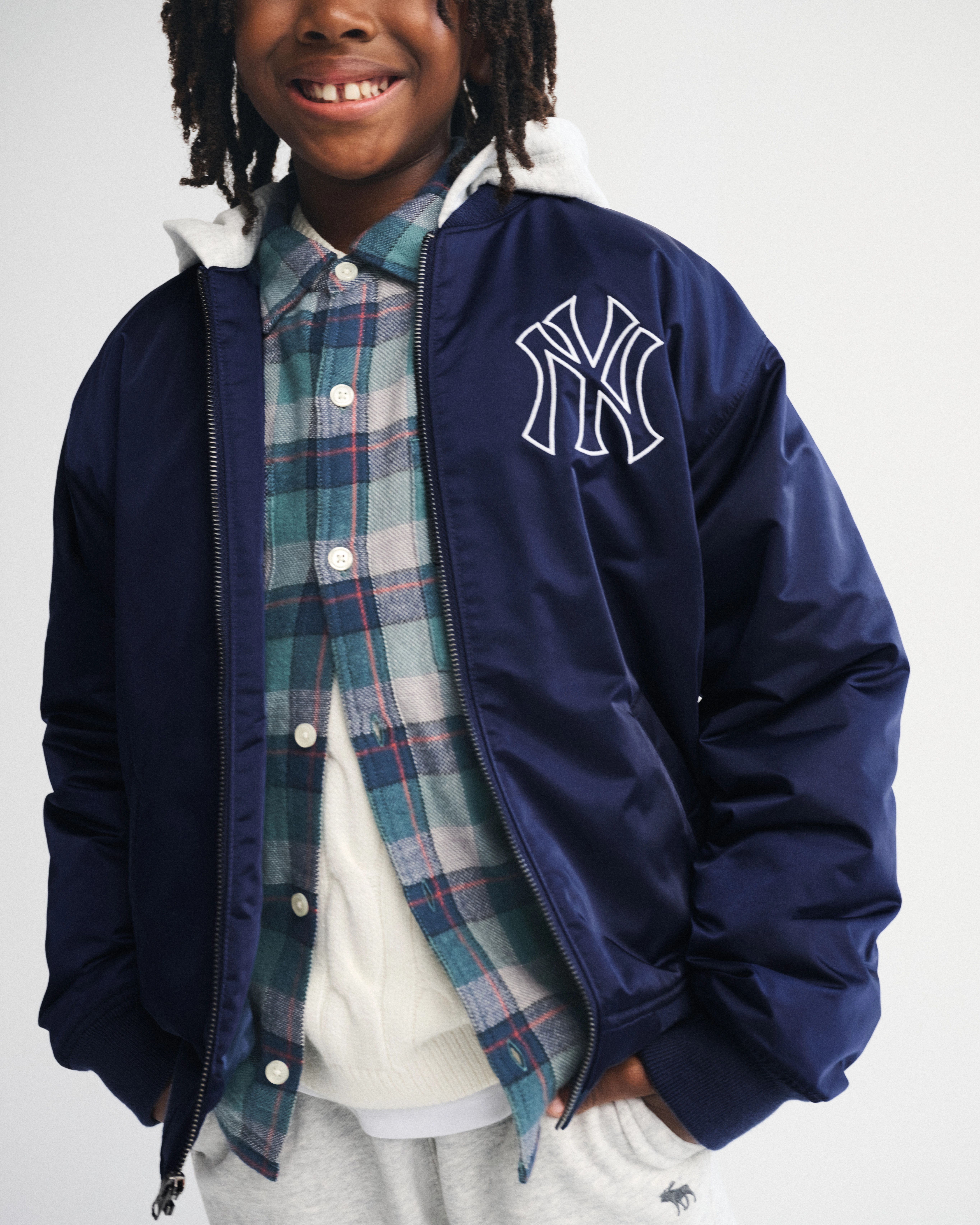 new york yankees hooded bomber jacket | Abercrombie & Fitch (US)