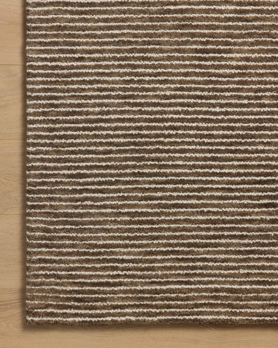 Sunday SUN-01 Mocha/Ivory Wool Hand-Tufted Striped Area Rug | Rugs Direct