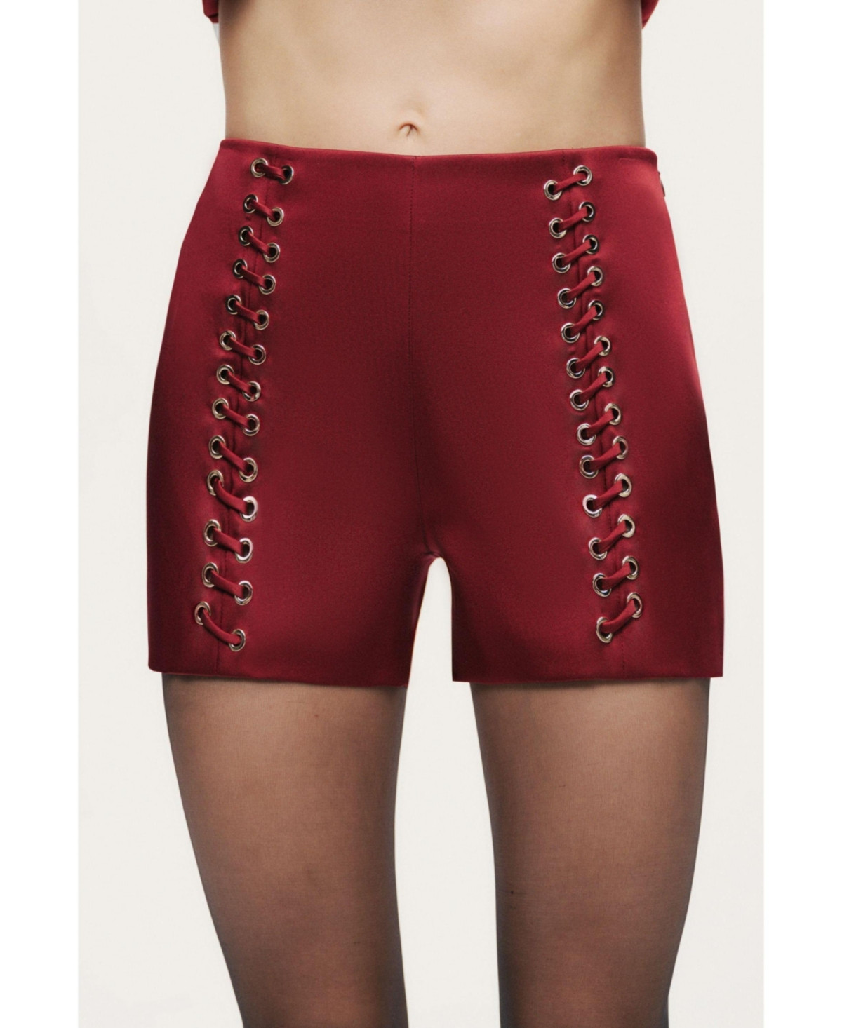 Nocturne Women's Twin-Lace High-Waist Shorts - Burgundy | Macy's