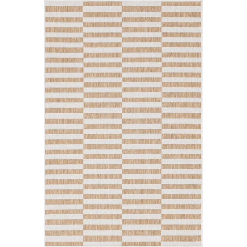 Robinson Machine Woven / Power Loomed Taupe/White/Ivory Indoor/Outdoor Rug | Wayfair North America