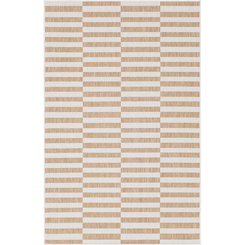 Robinson Machine Woven / Power Loomed Taupe/White/Ivory Indoor/Outdoor Rug | Wayfair North America