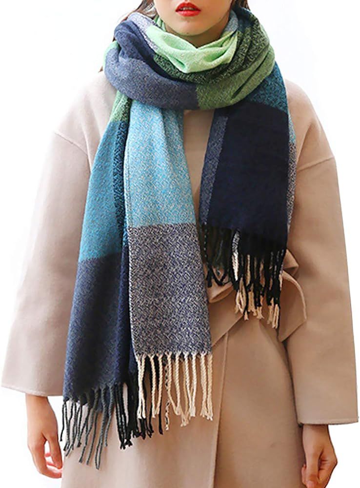 Loritta Womens Scarf Fashion Long Plaid Shawls Wraps Big Grid Winter Warm Lattice Large Scarves G... | Amazon (US)