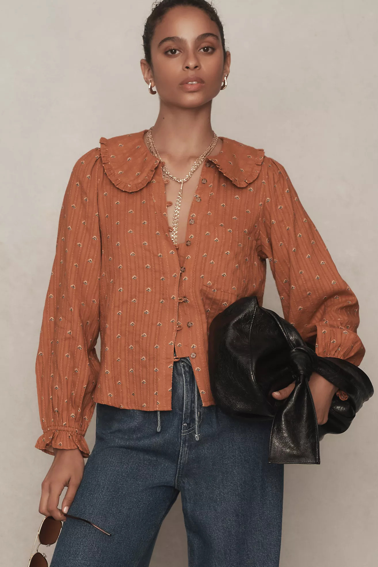 The Keira Collared Button-Front Blouse by Pilcro: Long-Sleeve Edition | Anthropologie (US)