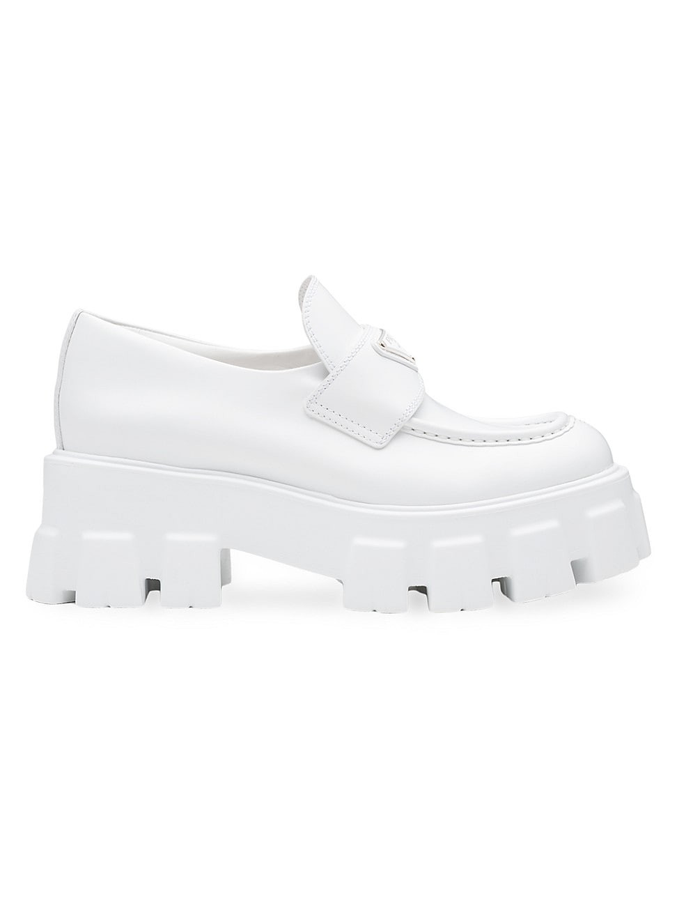 Women's Brushed Leather Monolith Loafers - White - Size 4.5 | Saks Fifth Avenue