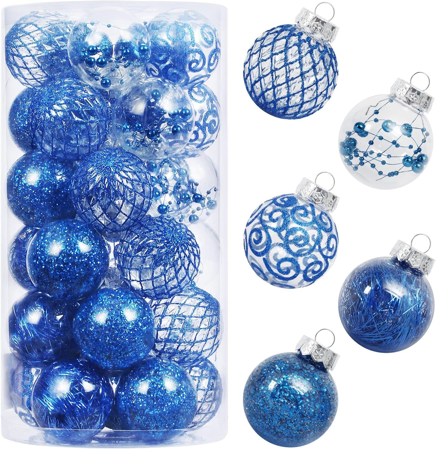 60MM/2.36" Clear Christmas Ornaments Set, 30PCS Shatterproof Decorative Hanging Ball Ornament wit... | Amazon (US)