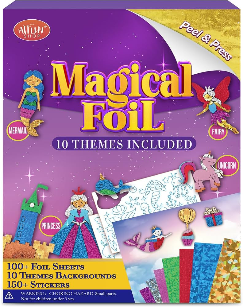 ATFUNSHOP Magical Foil Art Princesses Unicorn Mermaid & Fairy - No Mess Foil Craft Kit for Kids A... | Amazon (US)