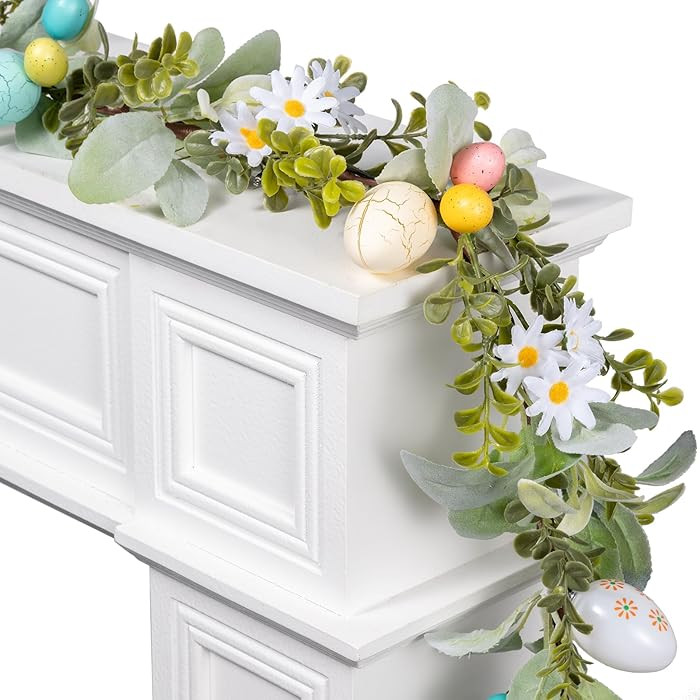 6FT Prelit Easter Garland with 20 LED Lights, Battery Operated Easter Egg Garland with 8 Mode Tim... | Amazon (US)