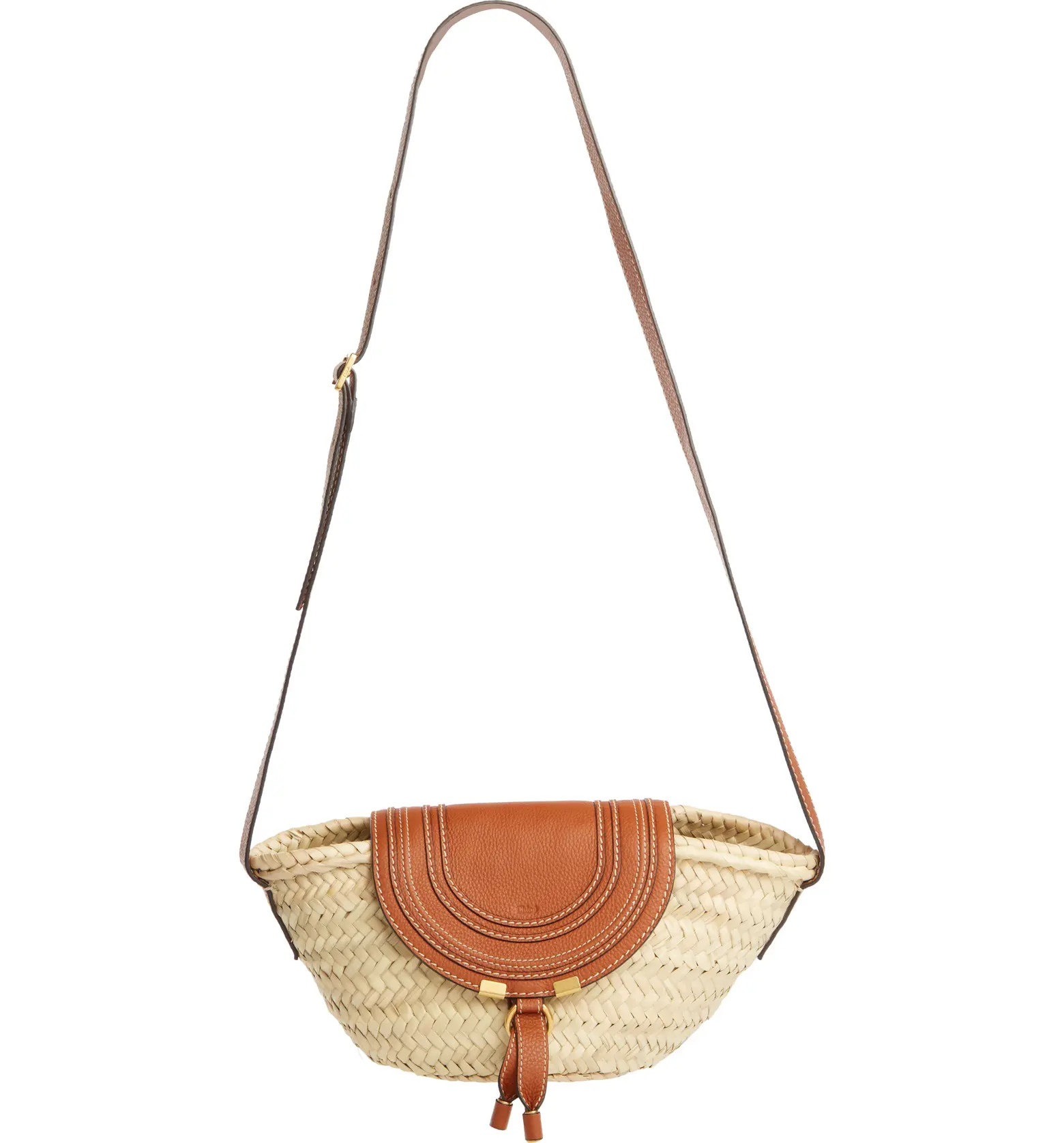 Small Marcie Leather & Raffia Crossbody Bag | Nordstrom