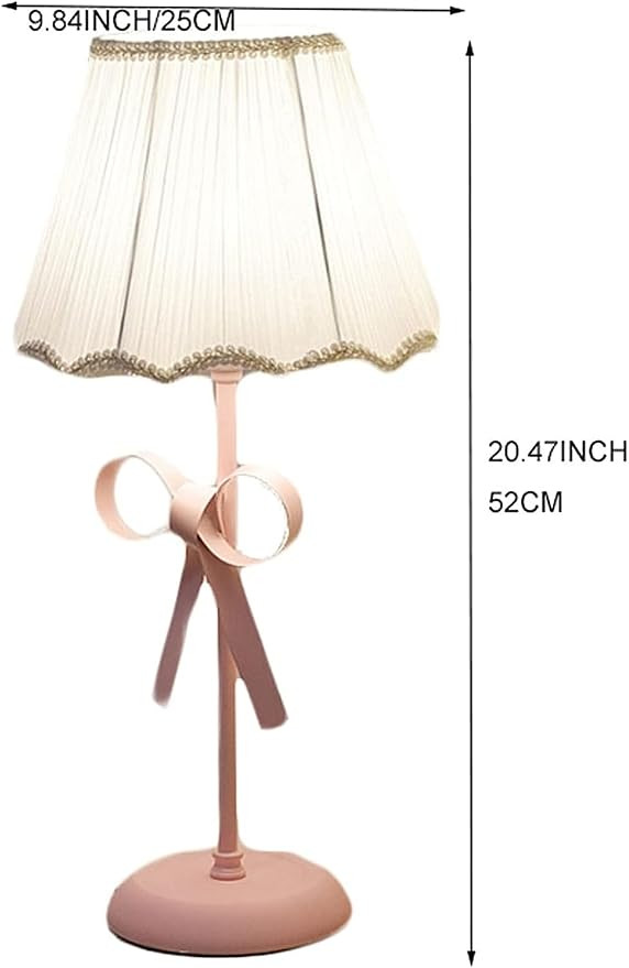 Nordic White Pink Table Lamp for Girl's Bedroom Single Cute Bow Table Lamp with Fabric Shade Mode... | Amazon (US)