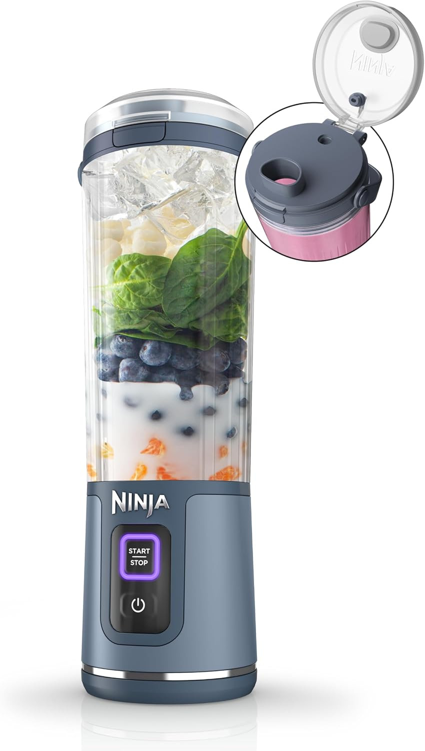 Ninja BC151NV Blast Portable Blender, Cordless, 18oz. Vessel, Personal Blender-for Shakes & Smoothies, BPA Free, Leakproof-Lid & Sip Spout, USB-C Rechargeable, Dishwasher Safe Parts, Denim Blue | Amazon (US)