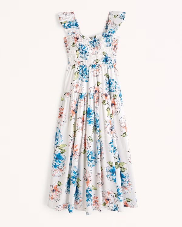 Ruffle Strap Textured Maxi Dress | Abercrombie & Fitch (US)