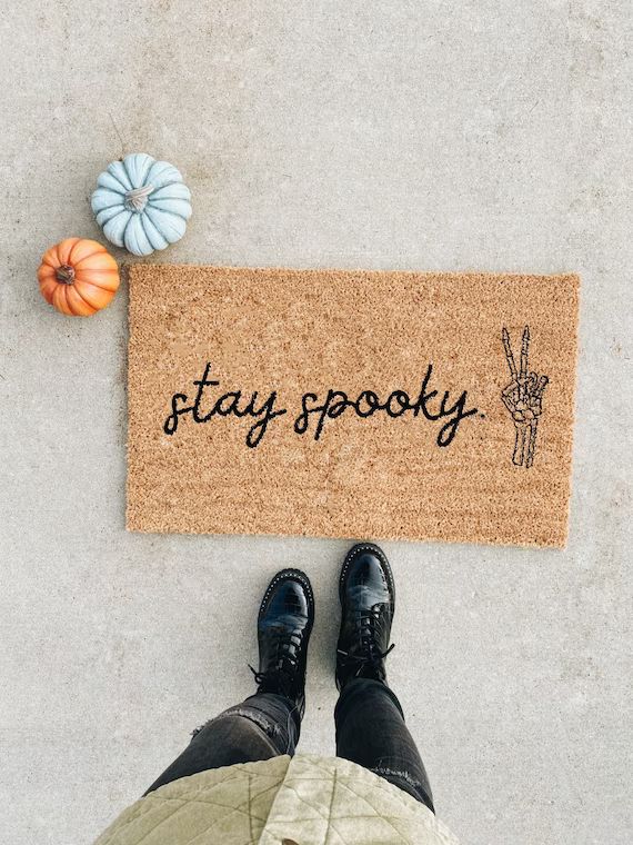 Stay Spooky Skeleton Peace Sign Doormat. Halloween Doormat. - Etsy | Etsy (US)