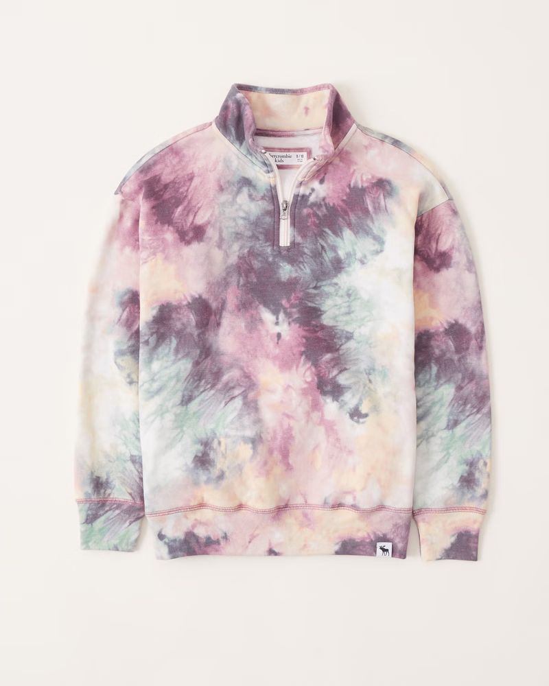 girls tie-dye oversized logo quarter-zip sweatshirt | girls new arrivals | Abercrombie.com | Abercrombie & Fitch (US)