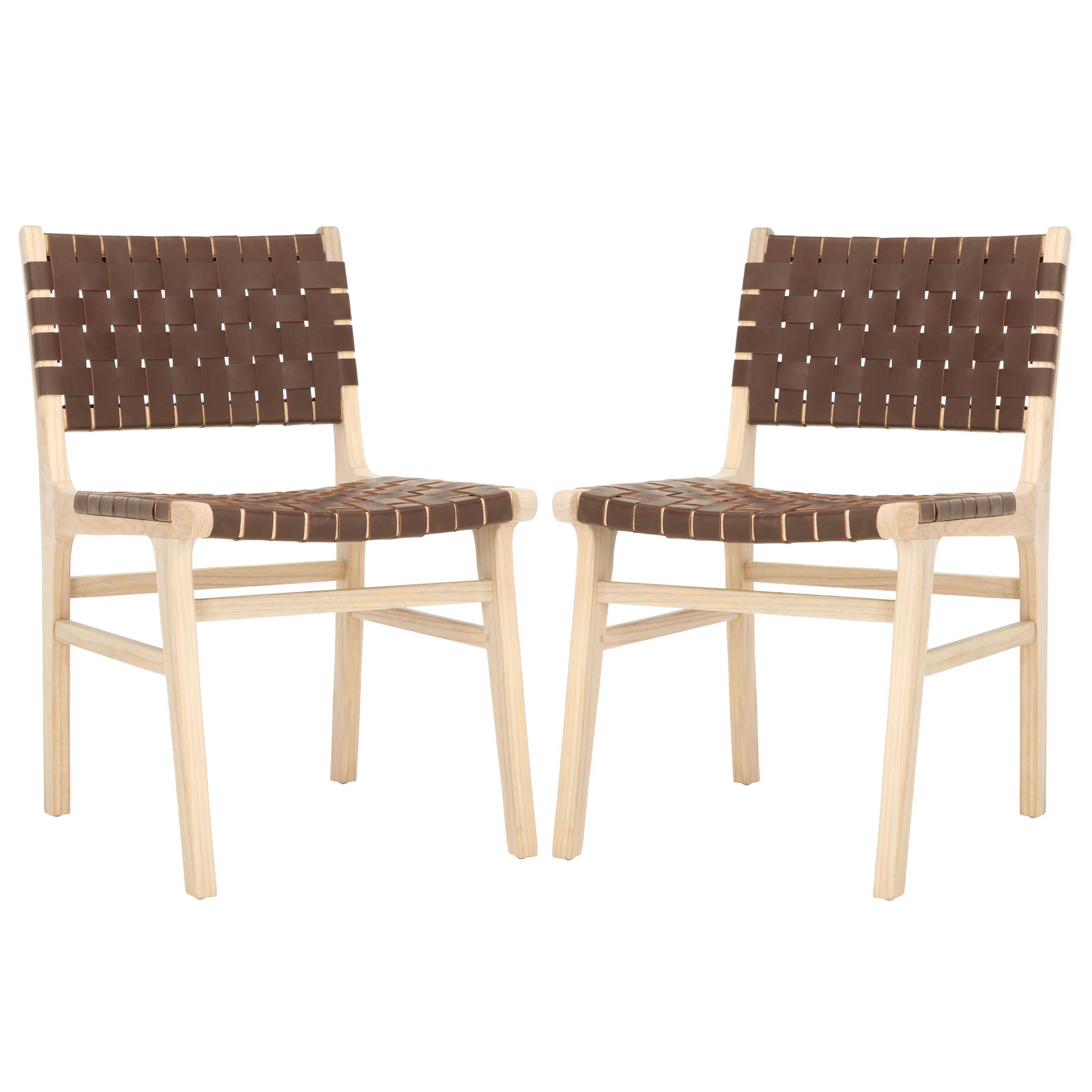 Alston Woven Leather & Solid Wood Dining Chair (Set of 2) | Wayfair North America