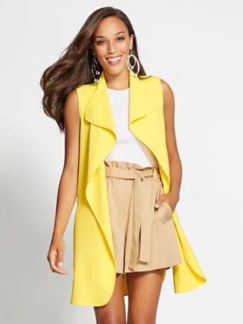 Gabrielle Union Collection - Yellow Open-Front Vest | New York & Company