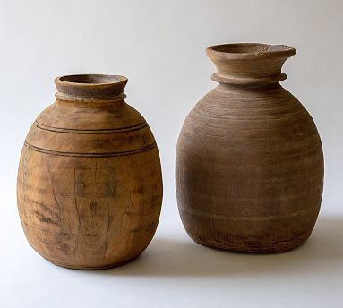 Mango Wood Urns - Set of 2 | Pottery Barn (US)