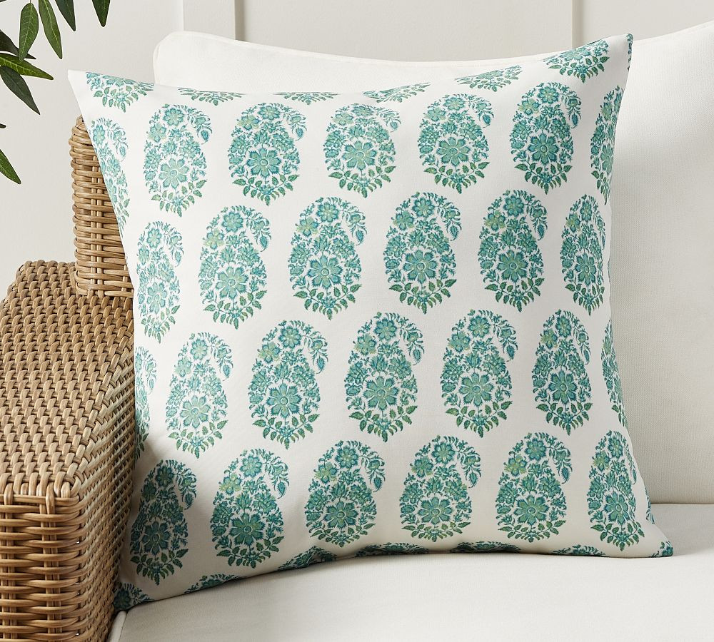 Daria Reversible Floral Bhotah Outdoor Pillow | Pottery Barn (US)