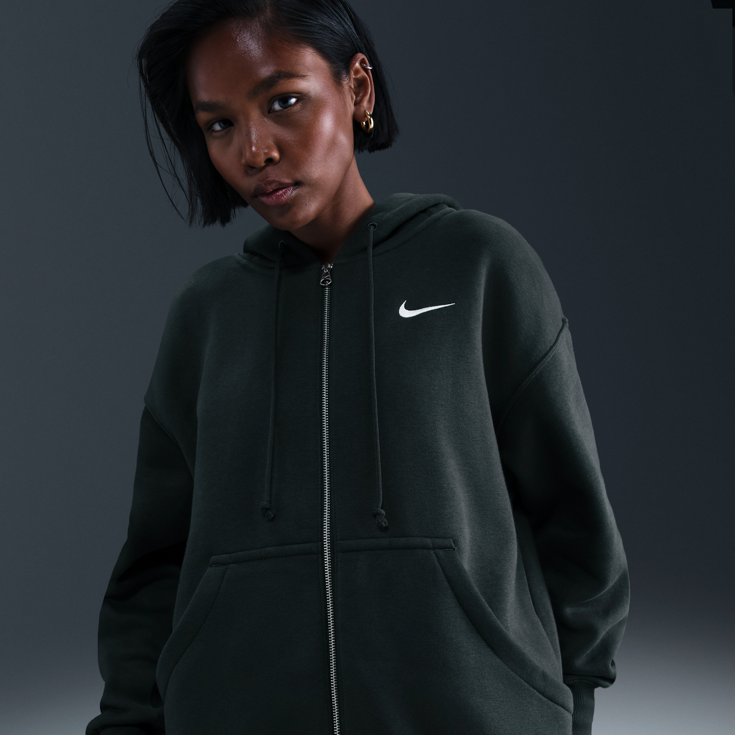 Women's Nike Sportswear Phoenix Fleece Oversized Full-Zip Hoodie in Green | DQ5758-391 | Nike (US)