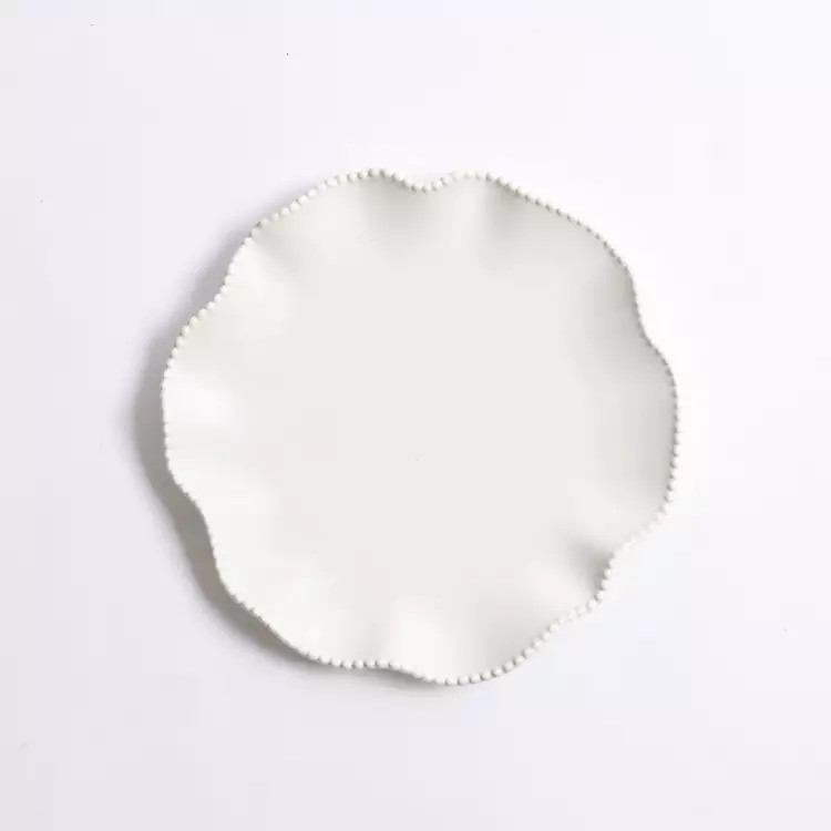 White Wavy Beaded Salad Plate | Kirklands