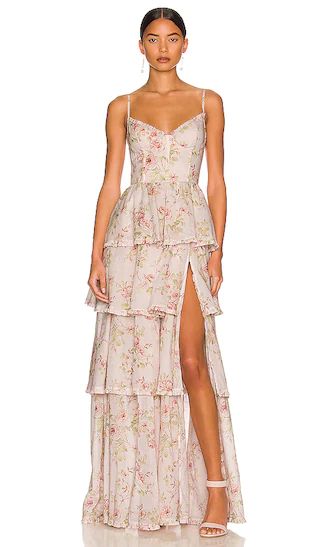Caterina Dress in Pink Rose Print | Floral Dress Spring | Floral Ballgown | Spring Gala Dress  | Revolve Clothing (Global)