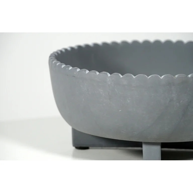 Better Homes & Gardens Pottery 8" Thalea Ceramic Scalloped Bowl with Stand, Grey | Walmart (US)