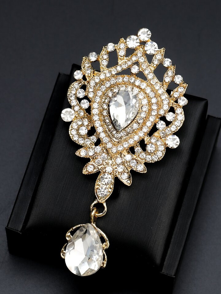 1 piece Fashion Full Rhinestone glass Crystal crown Brooch lady | SHEIN