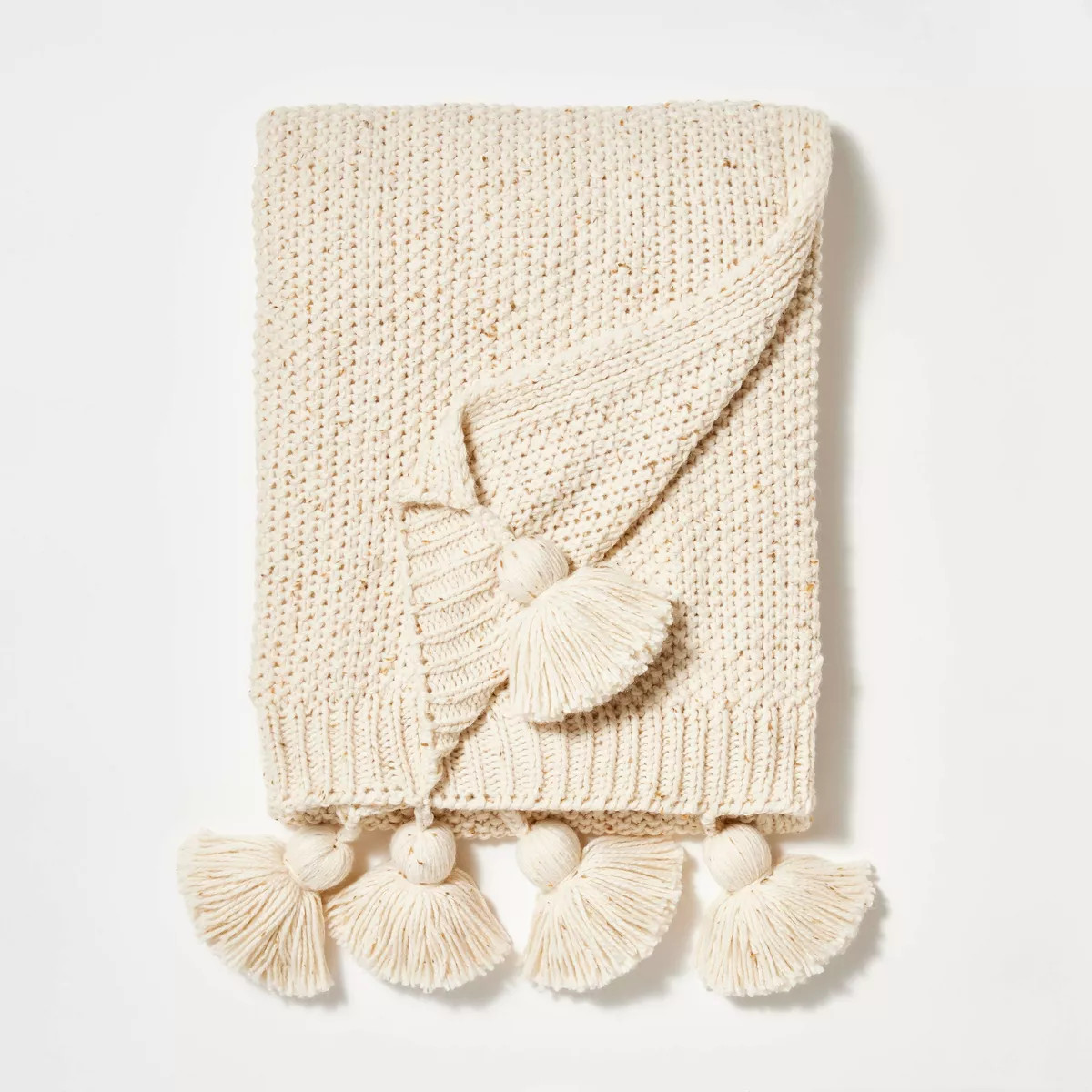 Knit Throw with Pom Tassels Throw Blanket - Threshold™ designed with Studio McGee | Target
