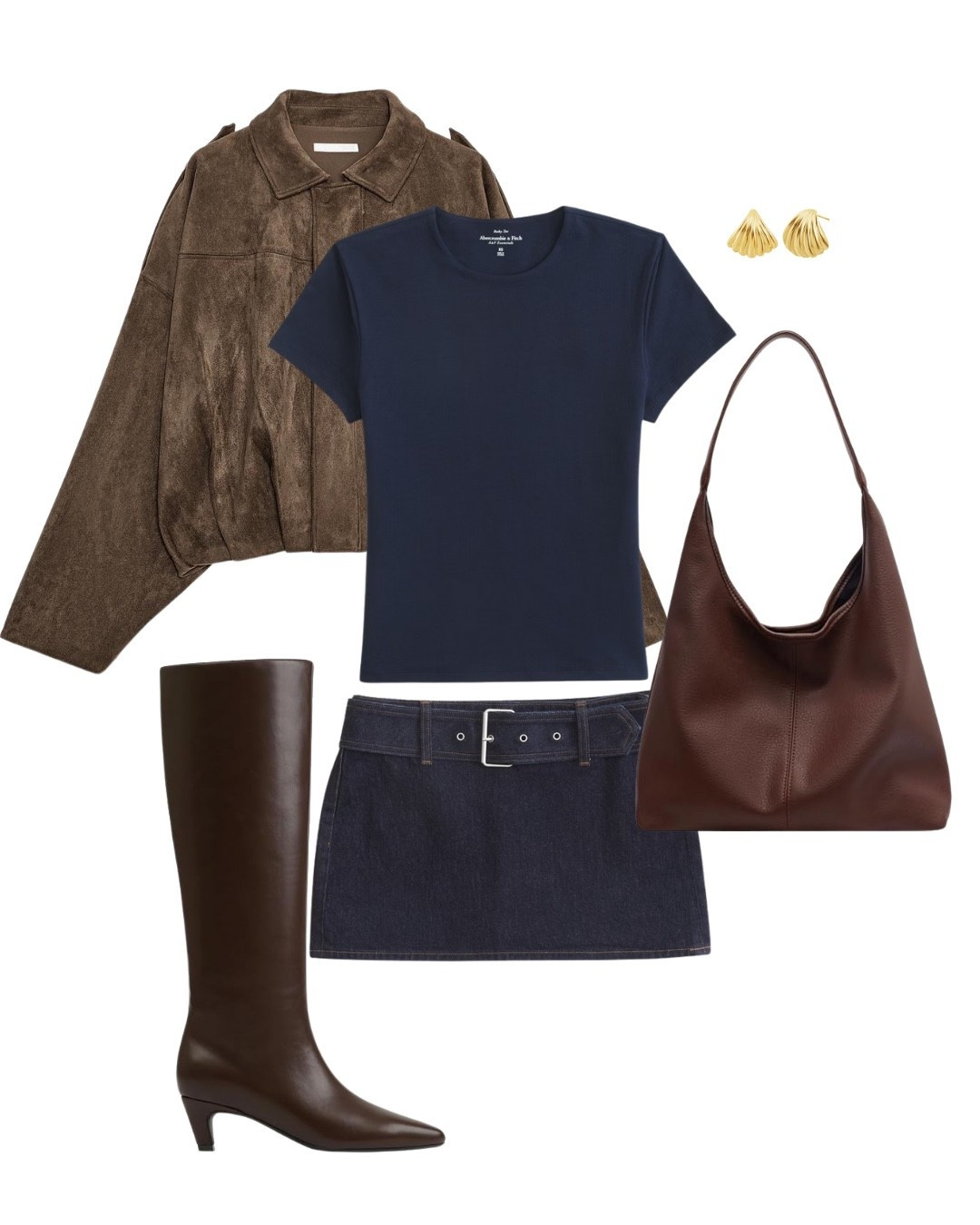 fall inspiration,  brown, style, fashion, brown boots, jeans skirt, jewelry, style inspiration, outfit, brown suede jacket 

#LTKSeasonal #LTKStyleTip #LTKFallSale